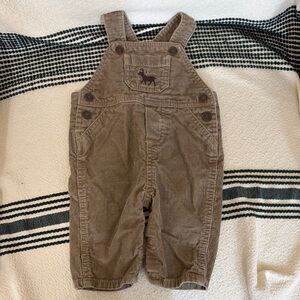 Carter's Brown Corduroy Overalls with Deer Patch